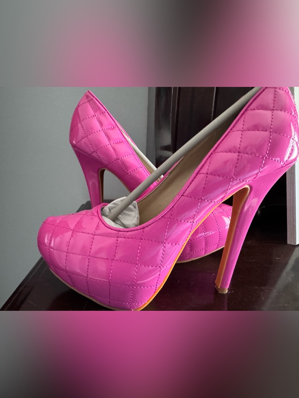 Never Worn Hot Pink Quilted High Heel Pumps - Women